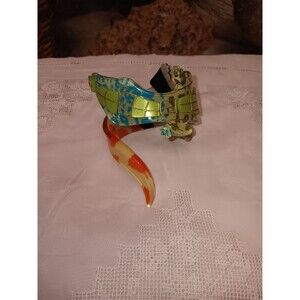 Vintage 80s Large Lucite Alligator Cuff Wrap Bright Colored Bracelet